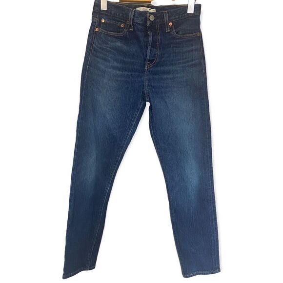 Levi’s Blue Dark-Wash Wedgie Button-Fly High-Rise Jeans Size 26 - Picture 1 of 8